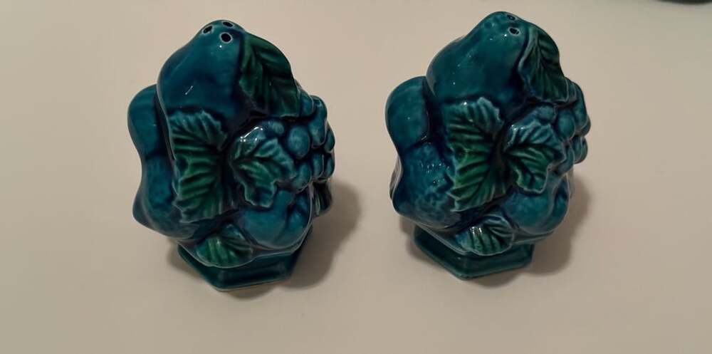 Vintage Inarco Mood Indigo Fruit Topiary Salt and Pepper Shakers E-2371